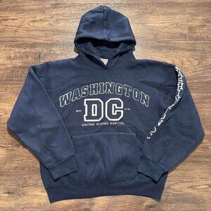 WASHINGTON DC Embroidered Navy Hoodie - Size S City Souvenir